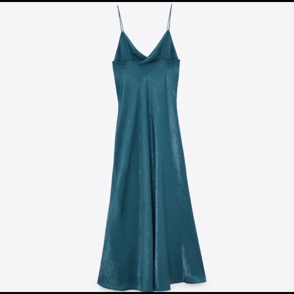Zara Satin Lingerie Style Blue Dress - Picture 2 of 5